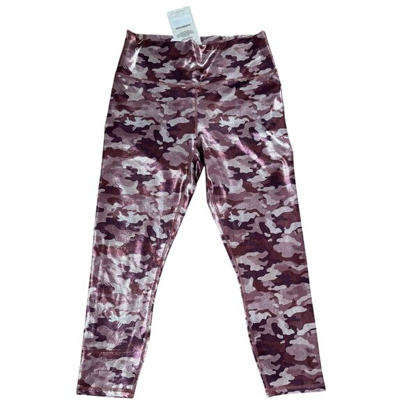 Fabletics Powerhold High Waisted 7/8 Leggings Shiny Purple Camo Size M - Picture 1 of 8